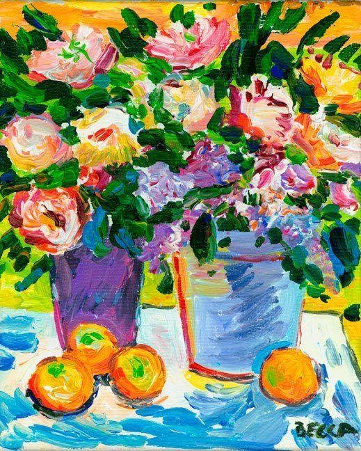 "Pots and Four Fruits" by Becca