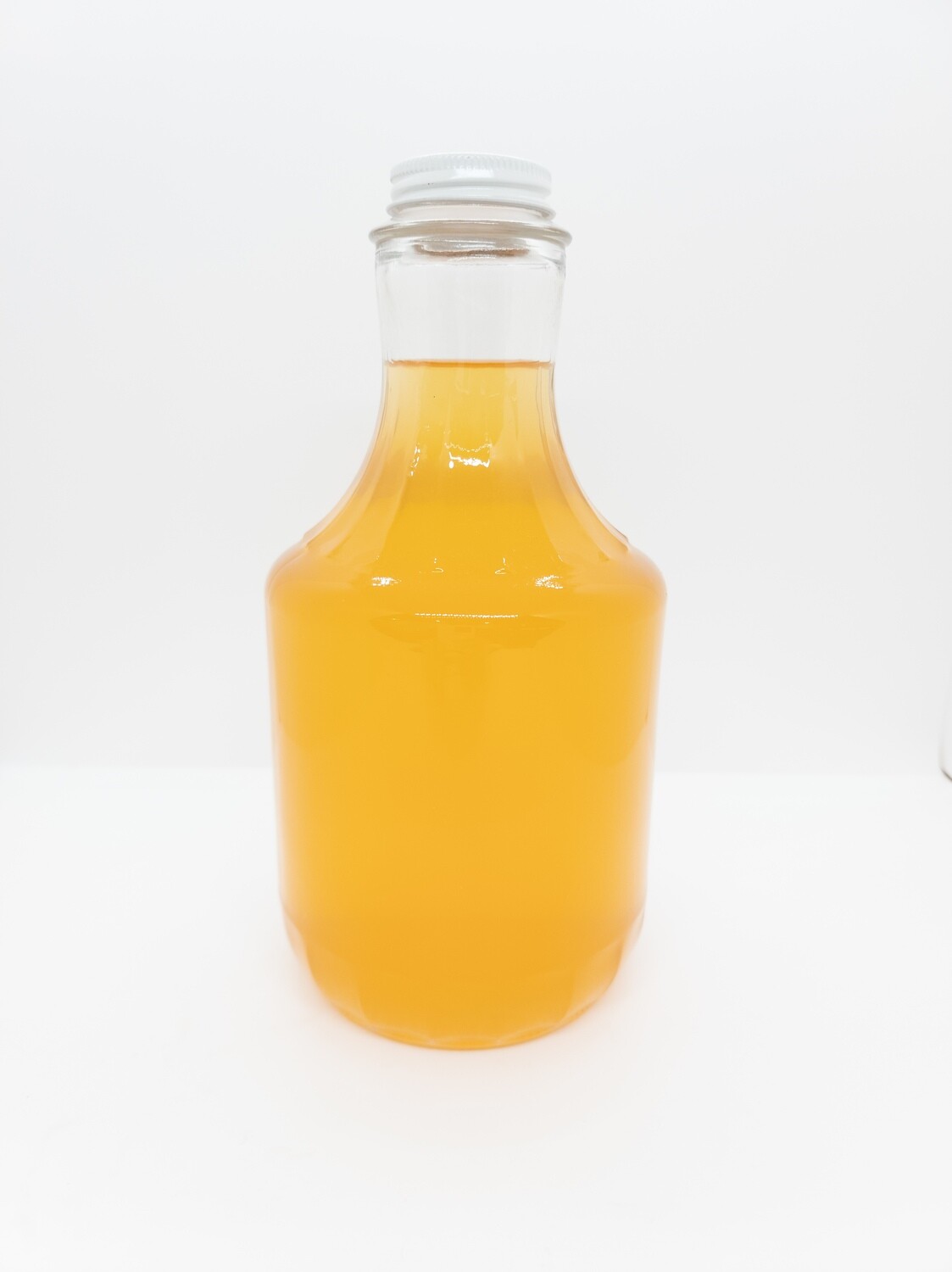 32 oz.  Freshly Pressed 100% Apple Cider with $2 empty bottle buy back.