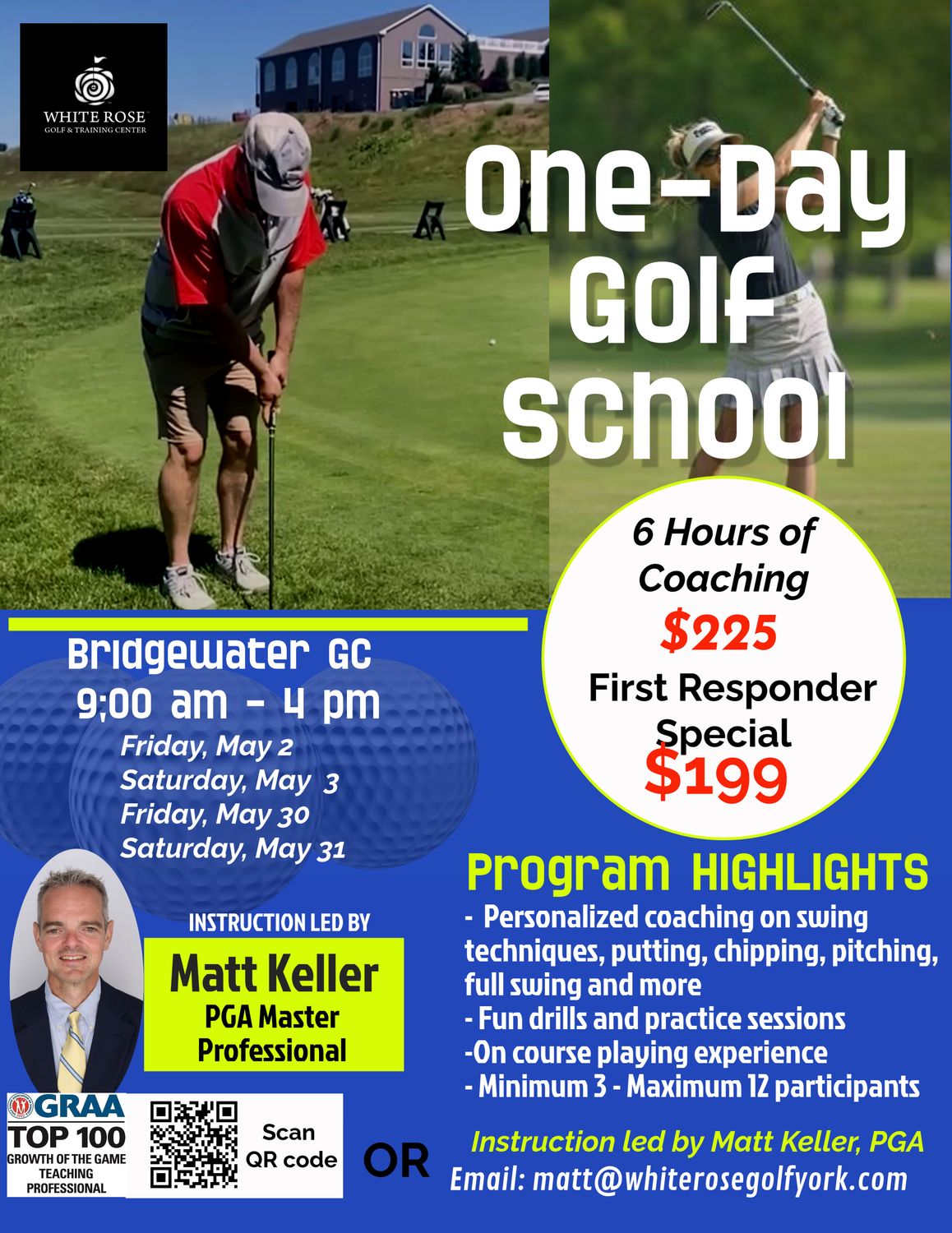 One Day Golf School 5/2, 5/3, 5/30, 5/30