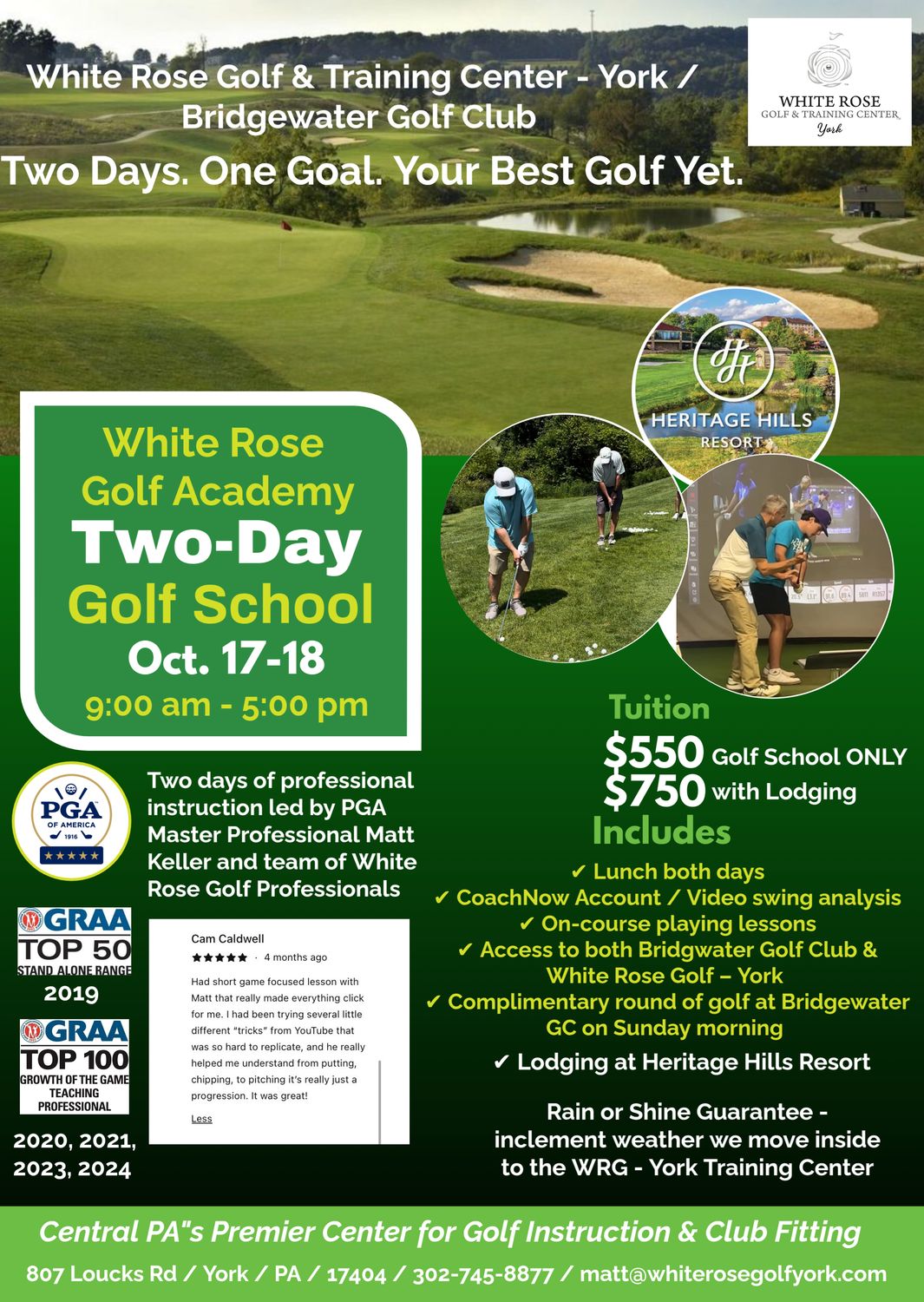 Two Day Golf School with Hotel Accommodations