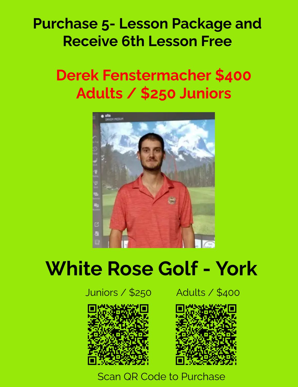 Buy 5 Lesson Package Get 6th Lesson Free - JUNIOR PACKAGE