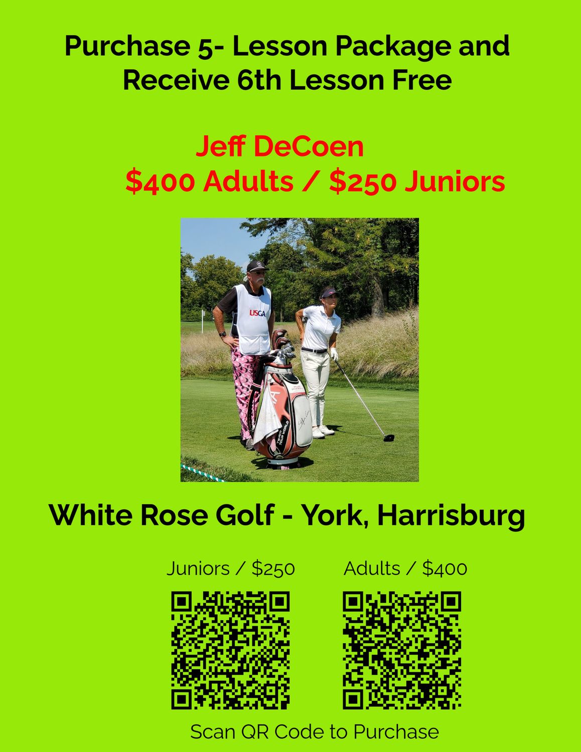 Buy 5 Lesson Package Get 6th Lesson Free - Jeff DeCoen