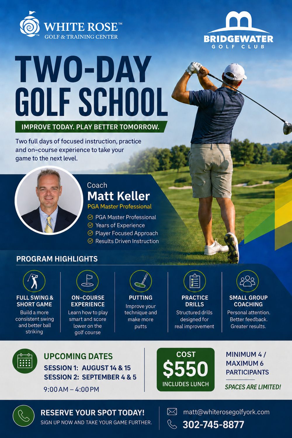 WRG 2_Day Golf School w/ Coach Matt Keller Aug 14/15 &amp; Sept 4/5