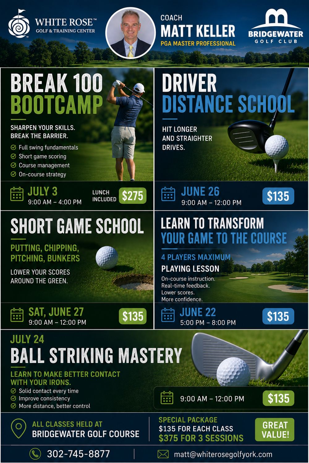Golf Class - Bundle 3 (3-Hour Classes) $375