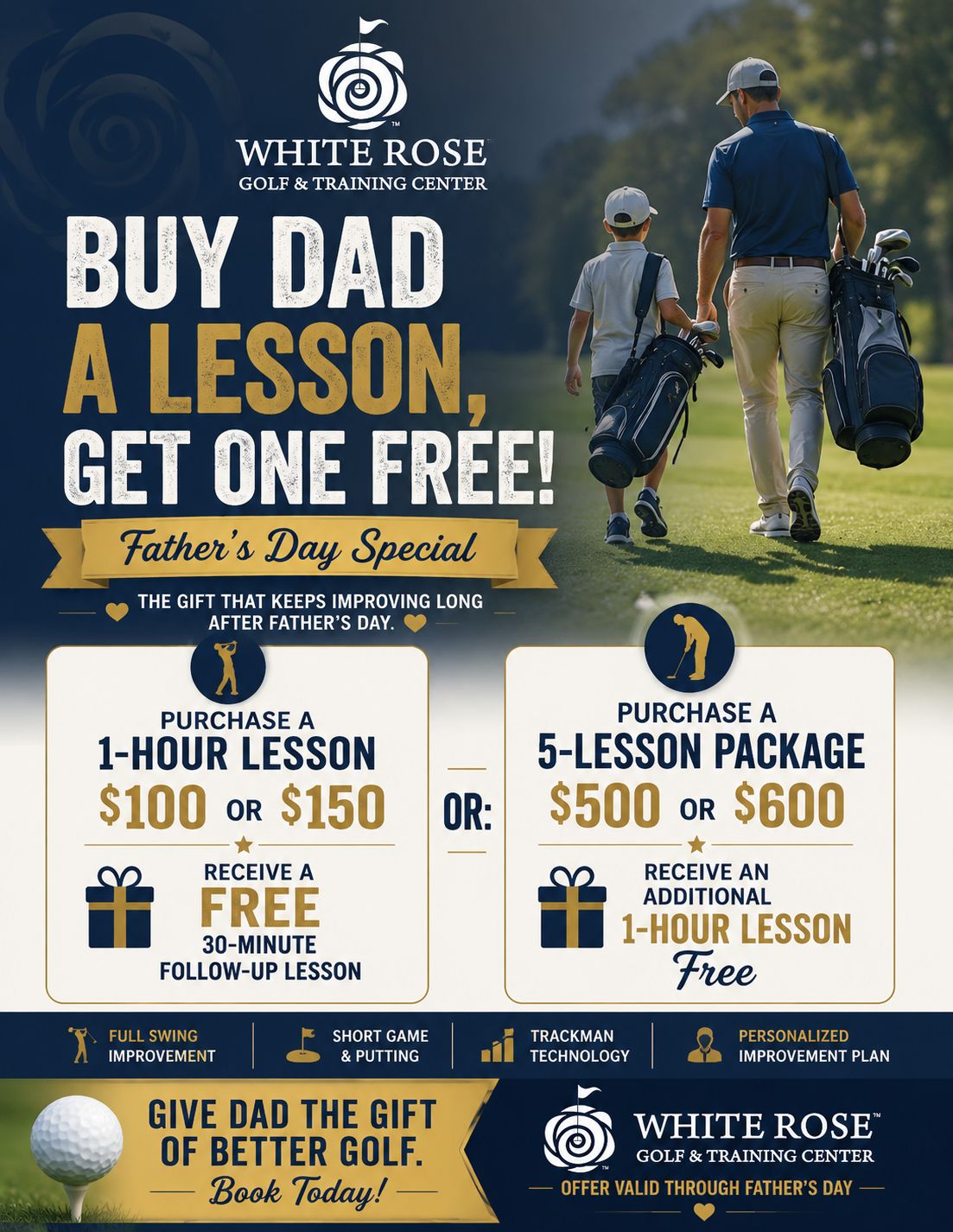 Fathers Day Golf Lesson Special Package - Free Lesson - $400