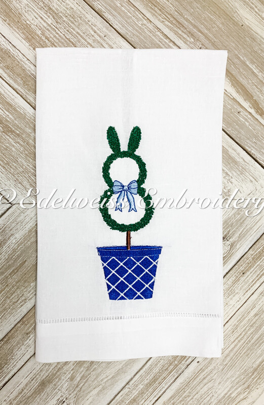 Topiary bunny Easter Linen Towel