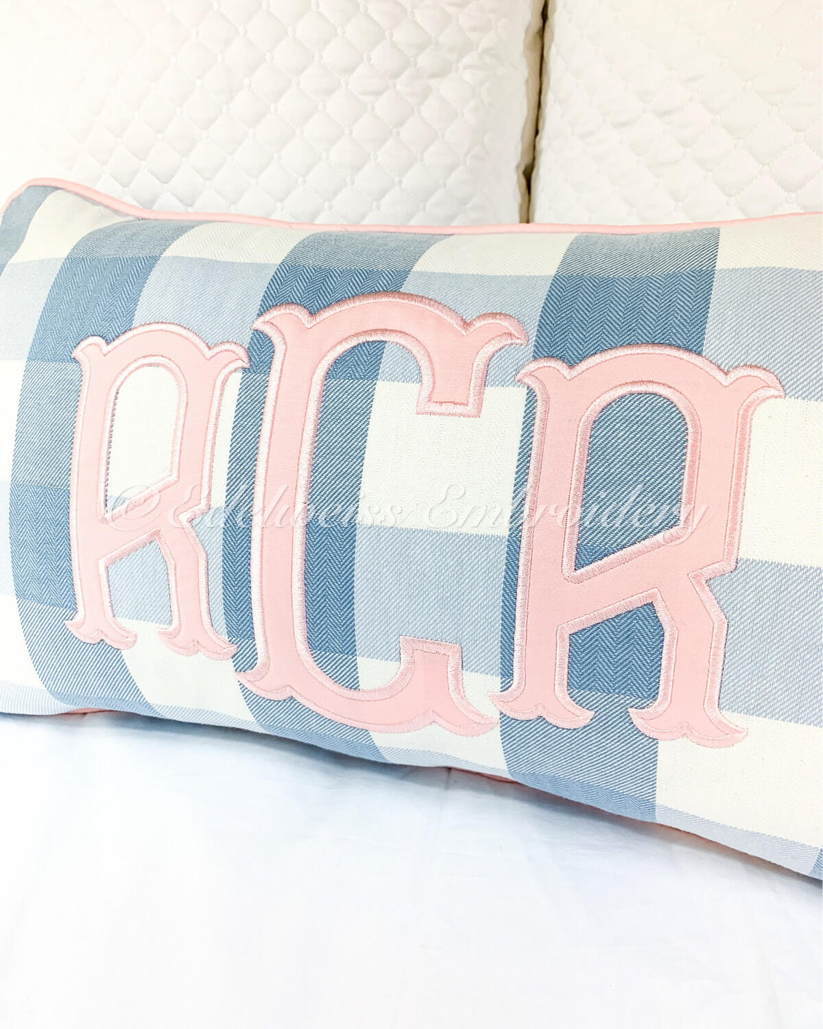 Blue plaid Lumbar Pillow Sham(24in, 32in, 36in, 42in)also Available In Standard Or king Size Sham