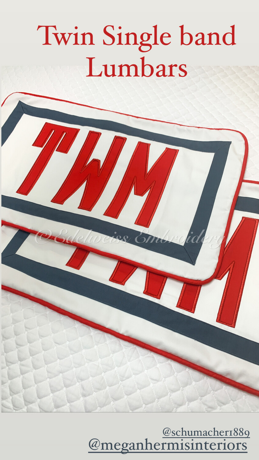 Single Band Schumacher White Sham With , Appliqué Monogram And Welting