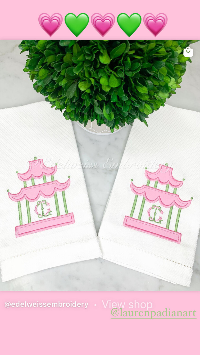 Pagoda Border  appliqué With Pagoda  Monogram Letter