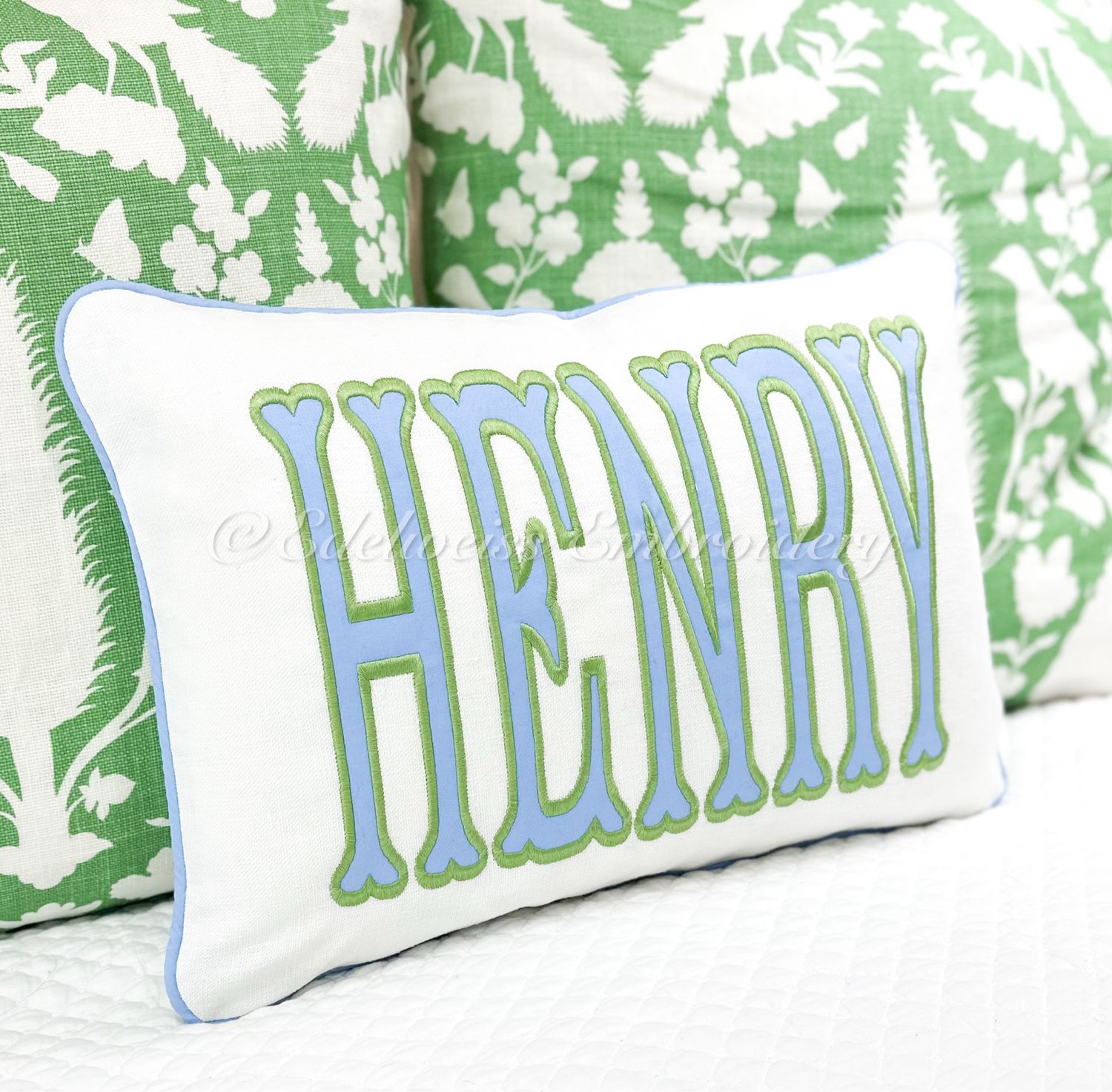 Name Appliqué Lumbar Pillow Sham