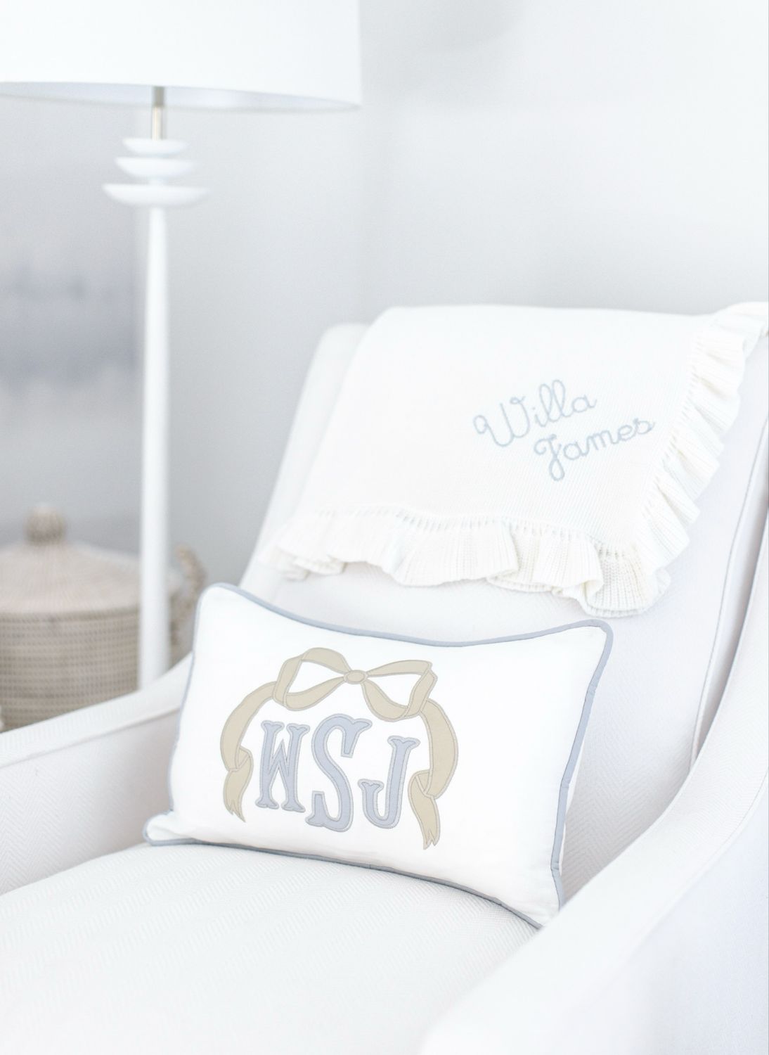 The Bow Boudoir Sham With Monogram Fishtail Font