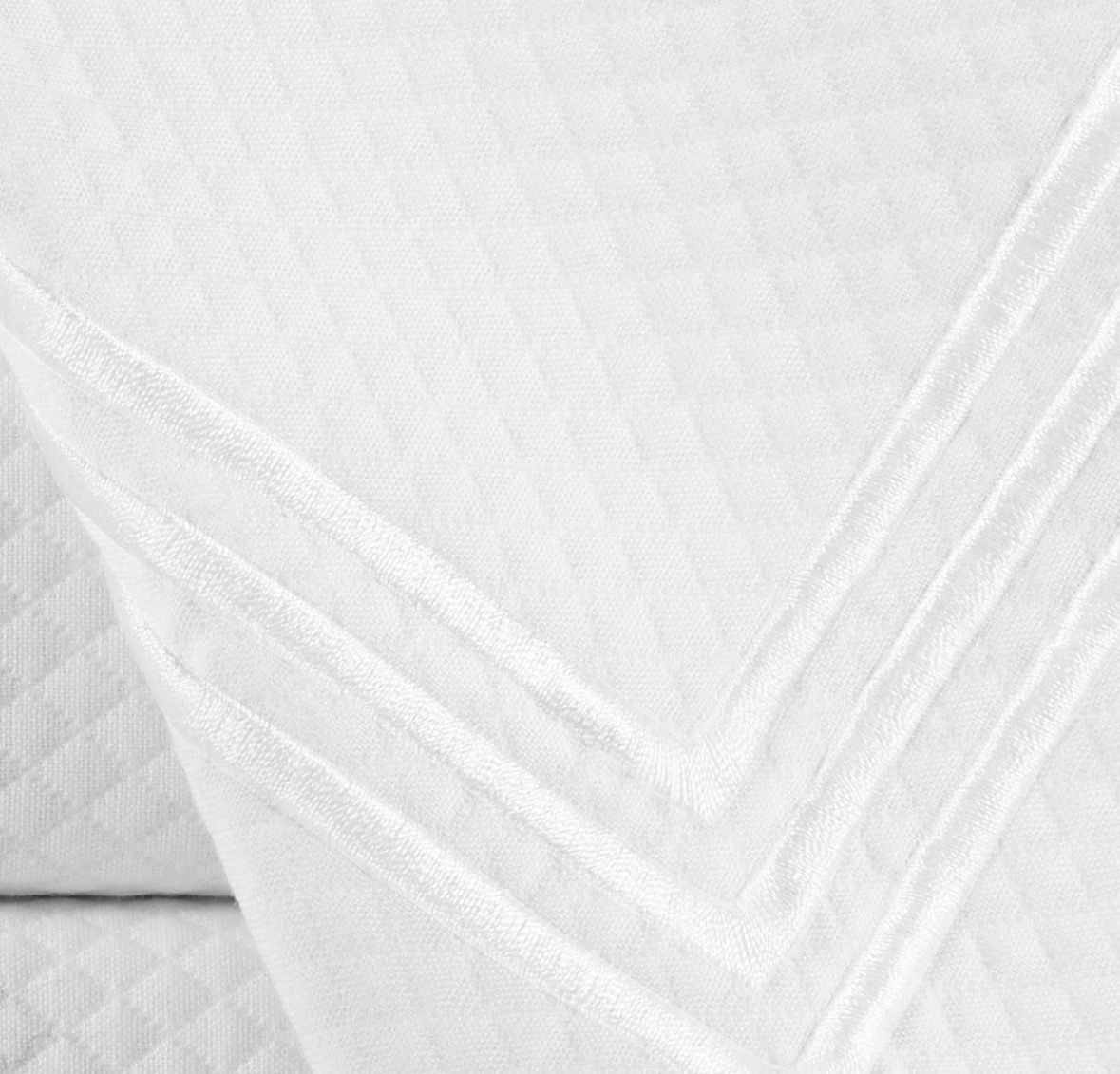 White Diamond Pique Shower Curtain With White Embroidered Border