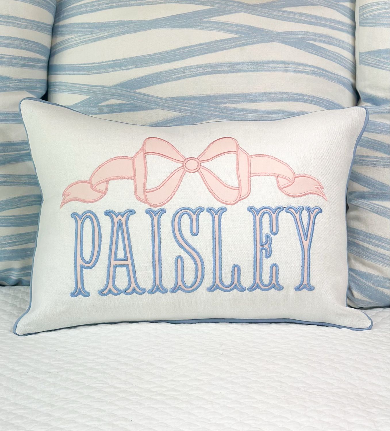Bow Name Appliqué Lumbar Pillow Sham