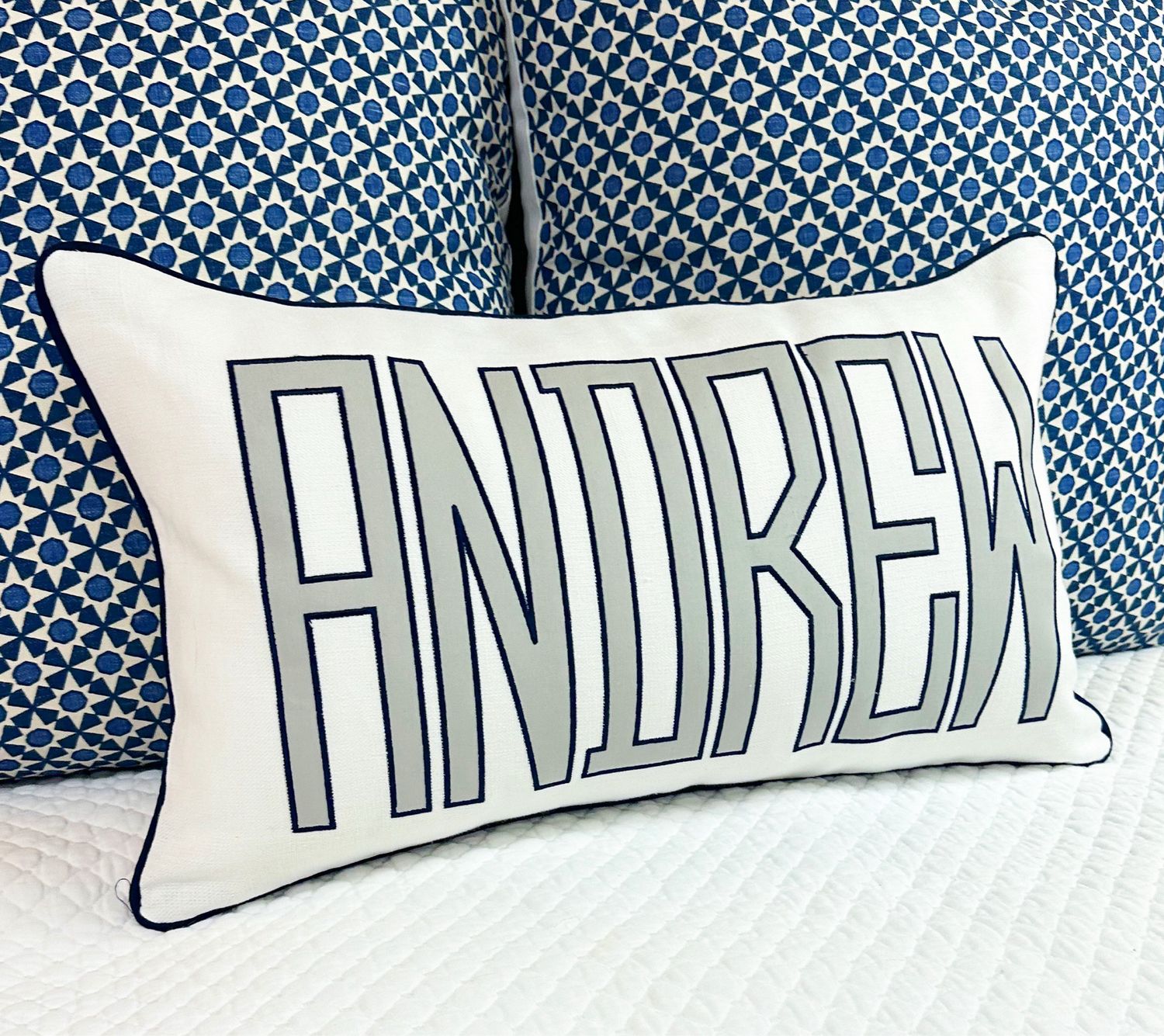 Quick Ship Name Appliqué 24” Lumbar Pillow Sham