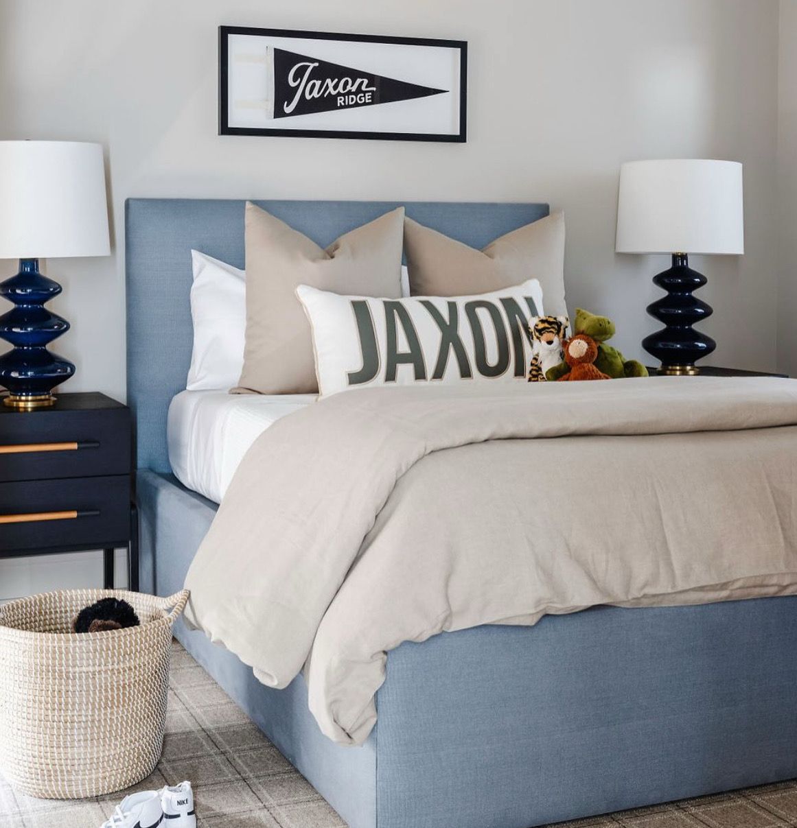 Extra large/ Wide Name appliqué lumbar Sham