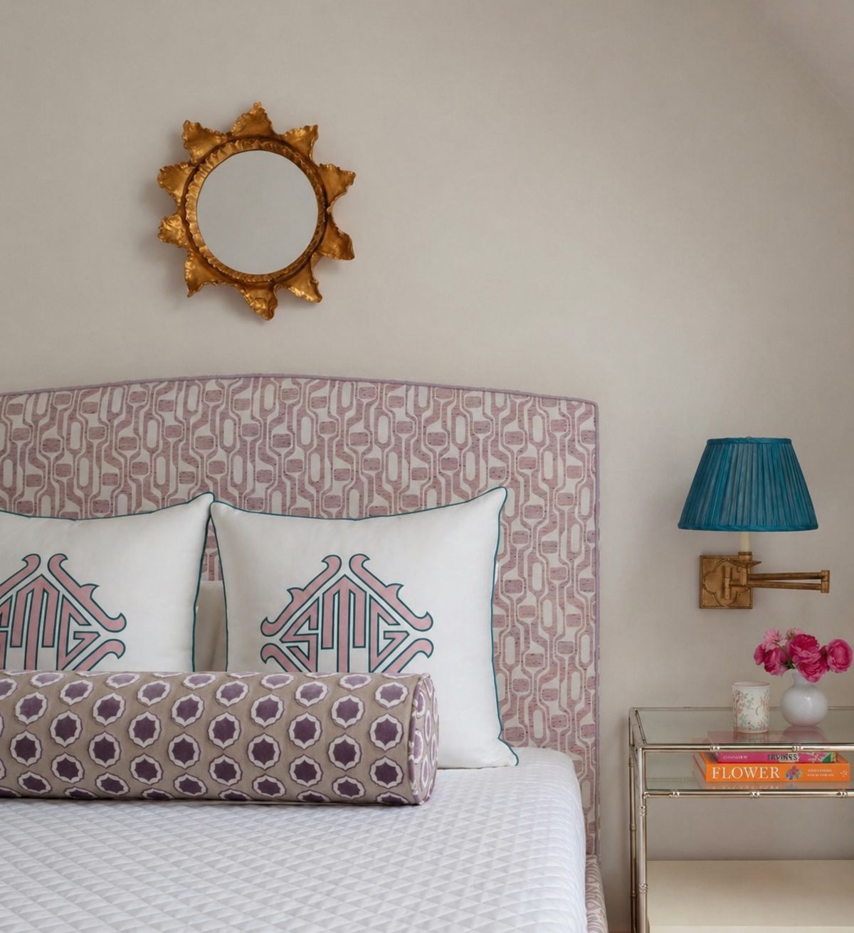 White Linen Or Cotton Poplin Pillow Sham In Standard, King, Or Euro Size Pillow Shams with Large High Density Cotton Appliqué Monogram