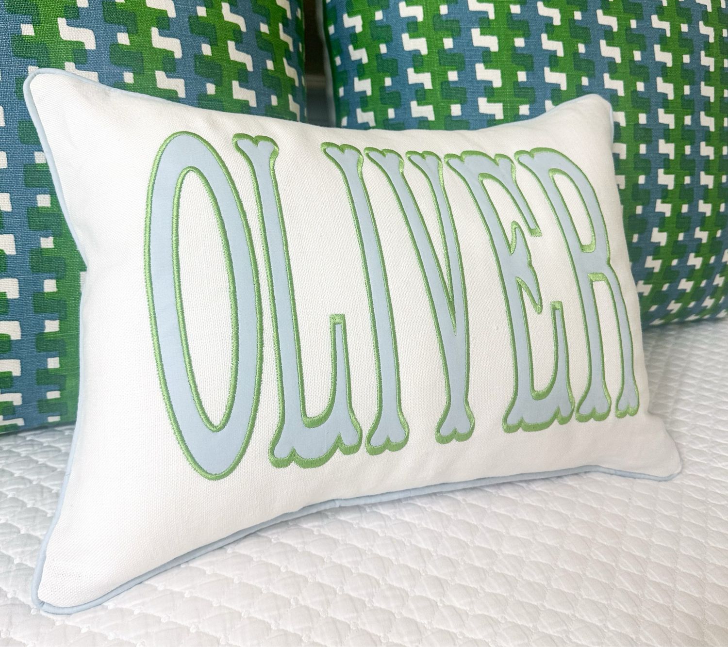Quick Ship Name Appliqué 20” Lumbar Pillow Sham