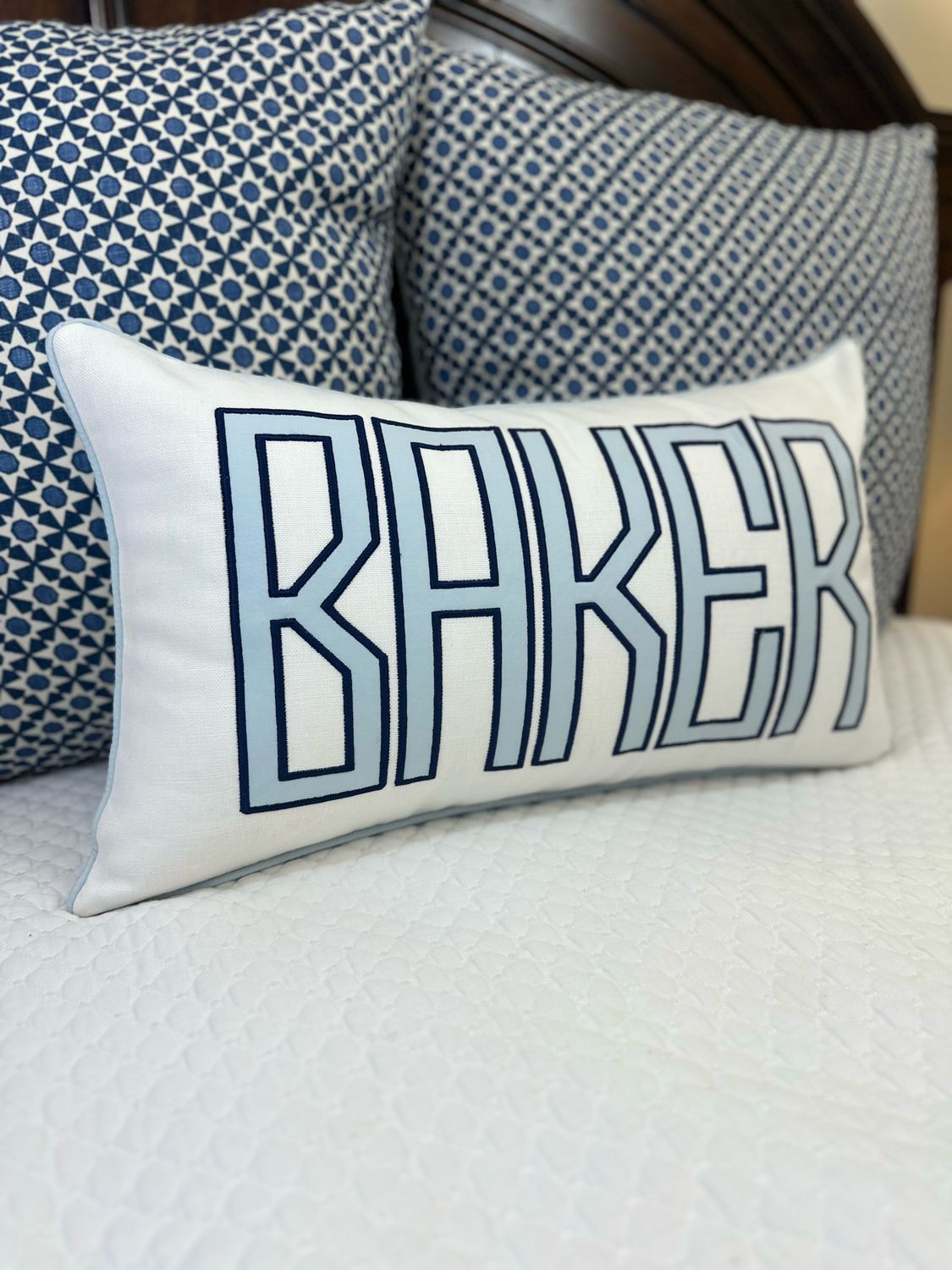 Quick Ship Name Appliqué 24” Lumbar Pillow Sham