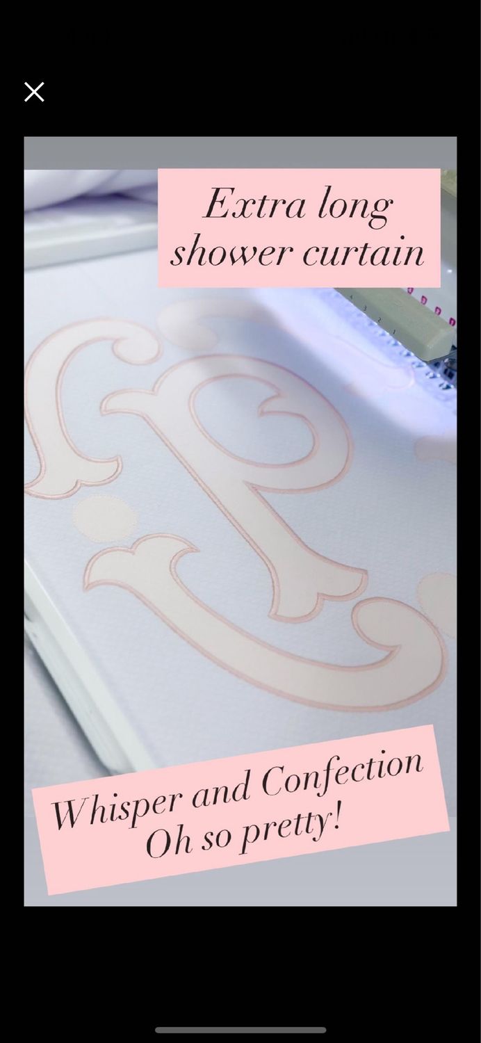 Extra Long White Diamond Shower Curtain 72”x84”