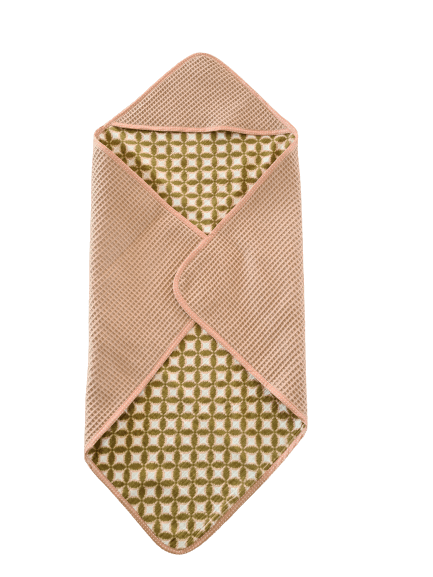 Badcape zand / retro groen