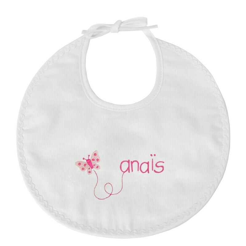 Bavoir naissance motif papillon