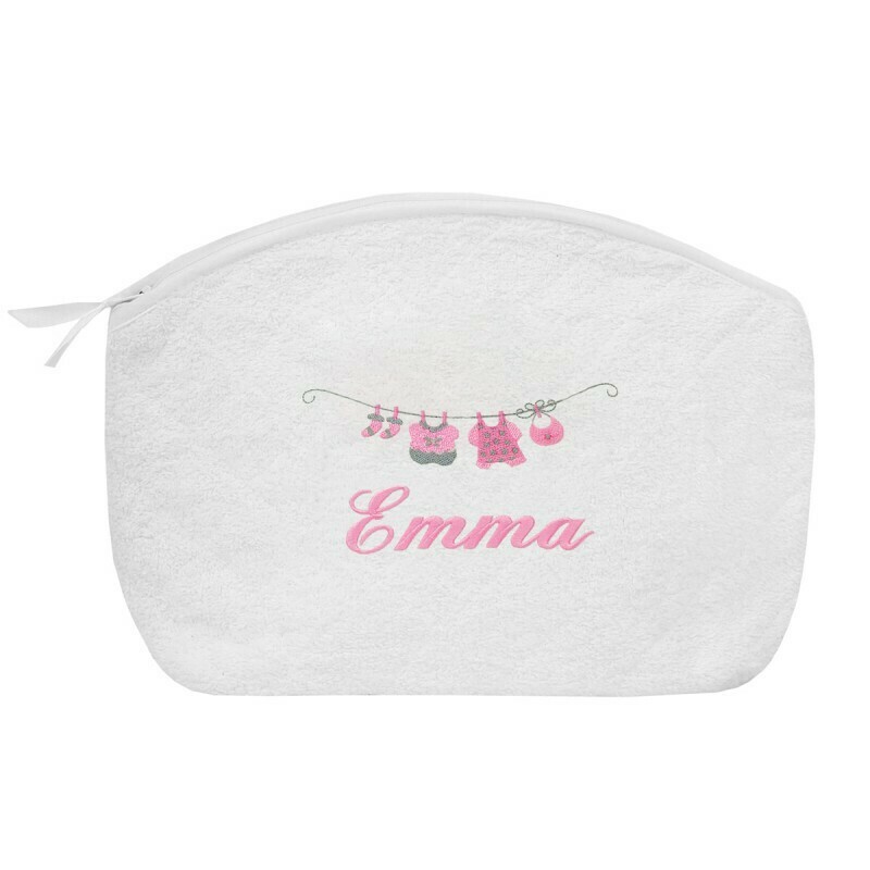 Trousse éponge blanche motif petit linge