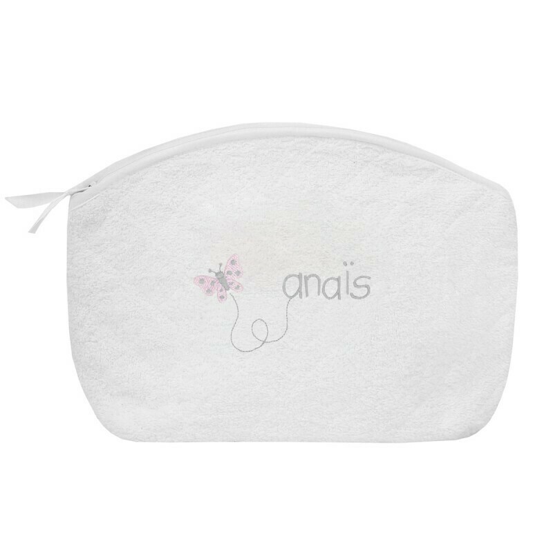 Trousse éponge blanche motif papillon