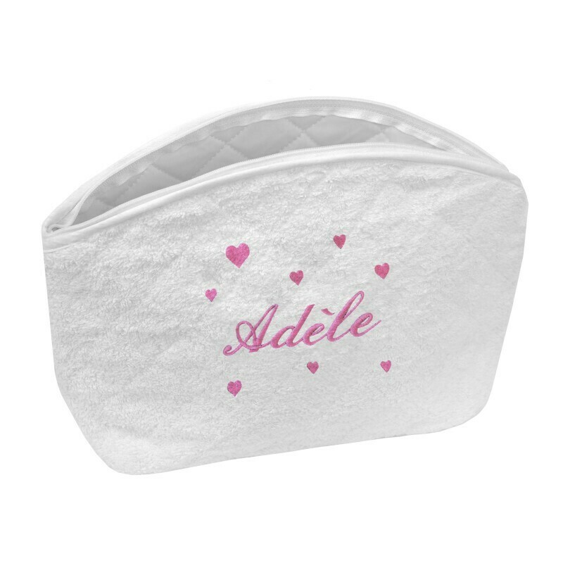Trousse éponge blanche motif coeurs