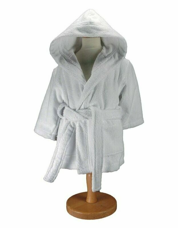 Peignoir enfant à capuche blanc 450gr/m² LUXURY