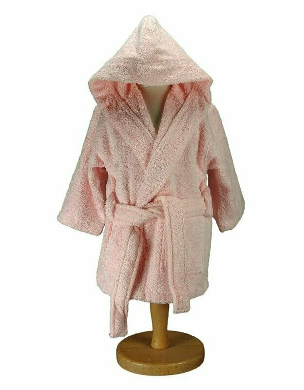 Peignoir enfant à capuche rose 450gr/m² LUXURY