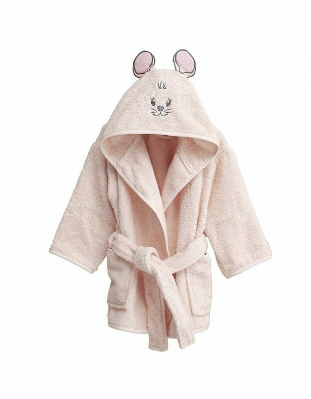 Peignoir enfant souris rose 450gr/m²