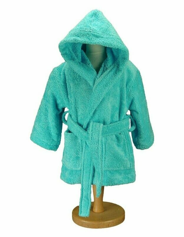 Peignoir enfant à capuche turquoise 450gr/m² LUXURY