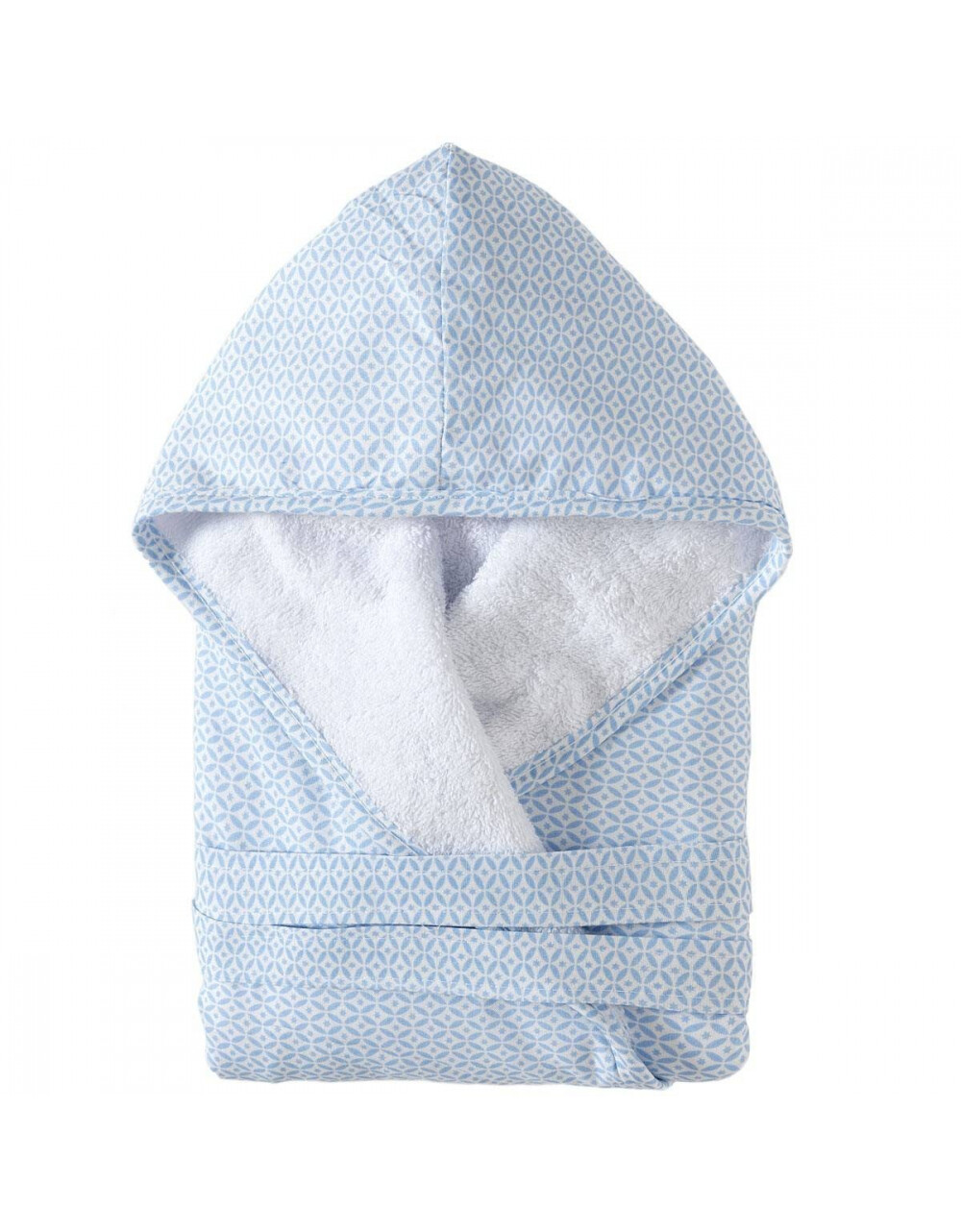 Peignoir enfant liberty bleu intérieur blanc