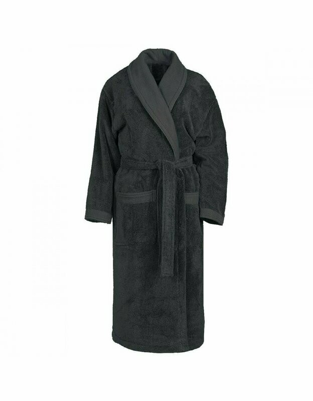 Peignoir adulte personnalisé anthracite col châle 450gr/m²