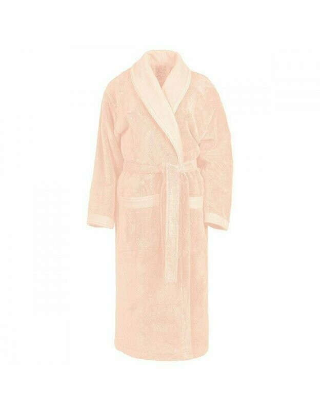 Peignoir adulte personnalisé rose poudré col châle 450gr/m²