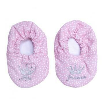 Chaussons coton "Mini Princesse” rose pois