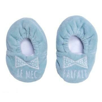 Chaussons velours brodé "Le mec parfait"