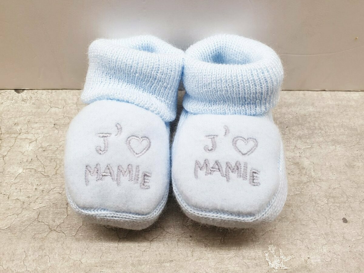 Chaussons naissance "J'aime mamie"