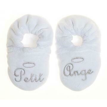 Chaussons velours brodé "Petit Ange" blanc