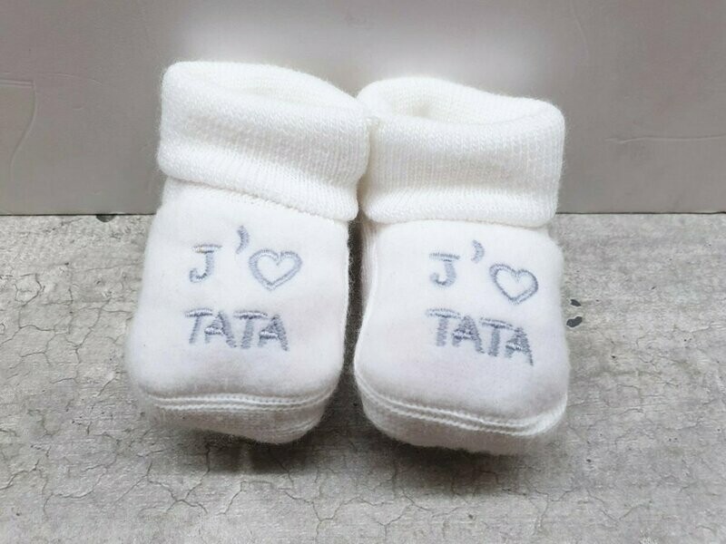 Chaussons naissance "J'aime tata"
