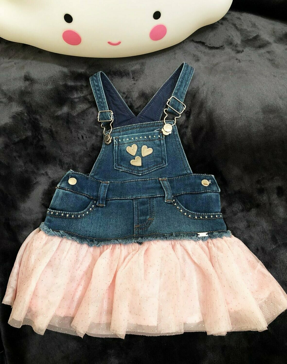Combi robe en jeans + tulle rose