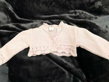Gilet en maille court rose pale 100% coton
