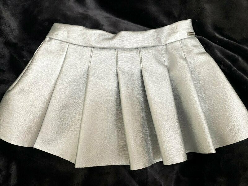 Jupe simili cuir argent plissée