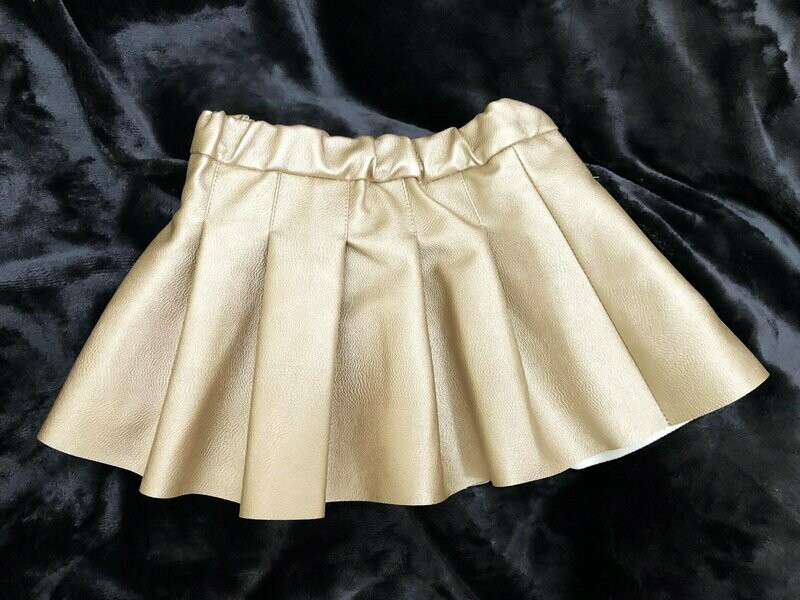 Jupe simili cuir or plissée