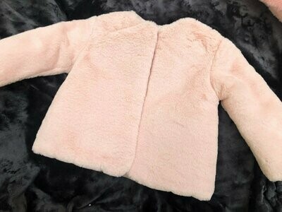 Manteau fourrure rose + écharpe fourrure avec petit noeud