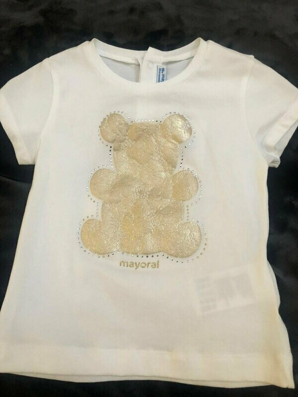 T-shirt blanc manches courtes "ourson or"
