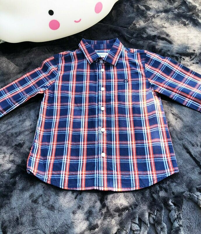 Chemise à carreaux marine et rouge