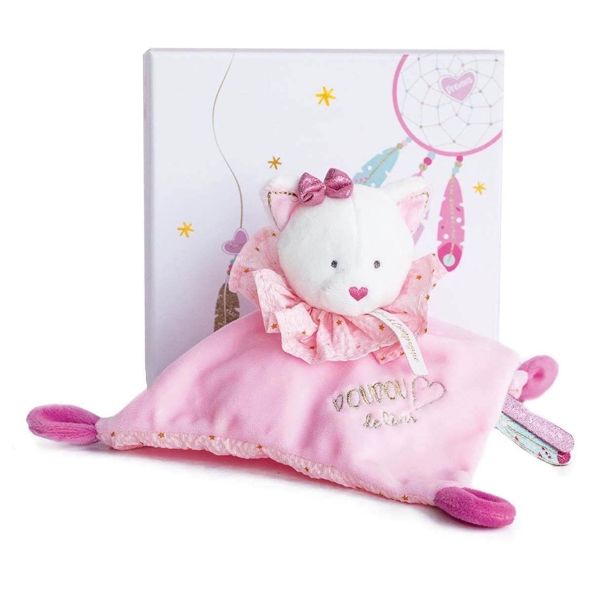 Doudou Chat Rose et Blanc