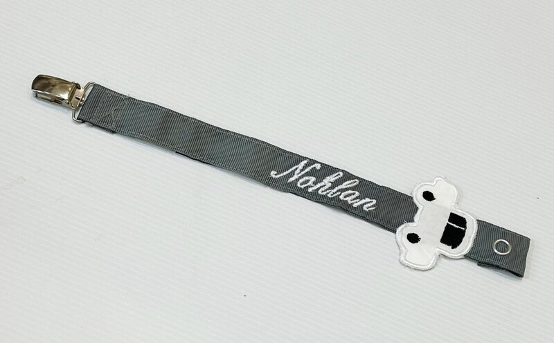 Attache tétine personnalisée "VOITURE/GRIS"