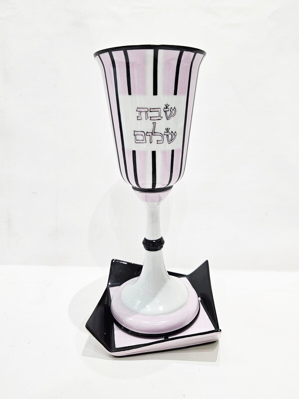 Verre de kiddouch géant "RAYURES VIOLETTES"